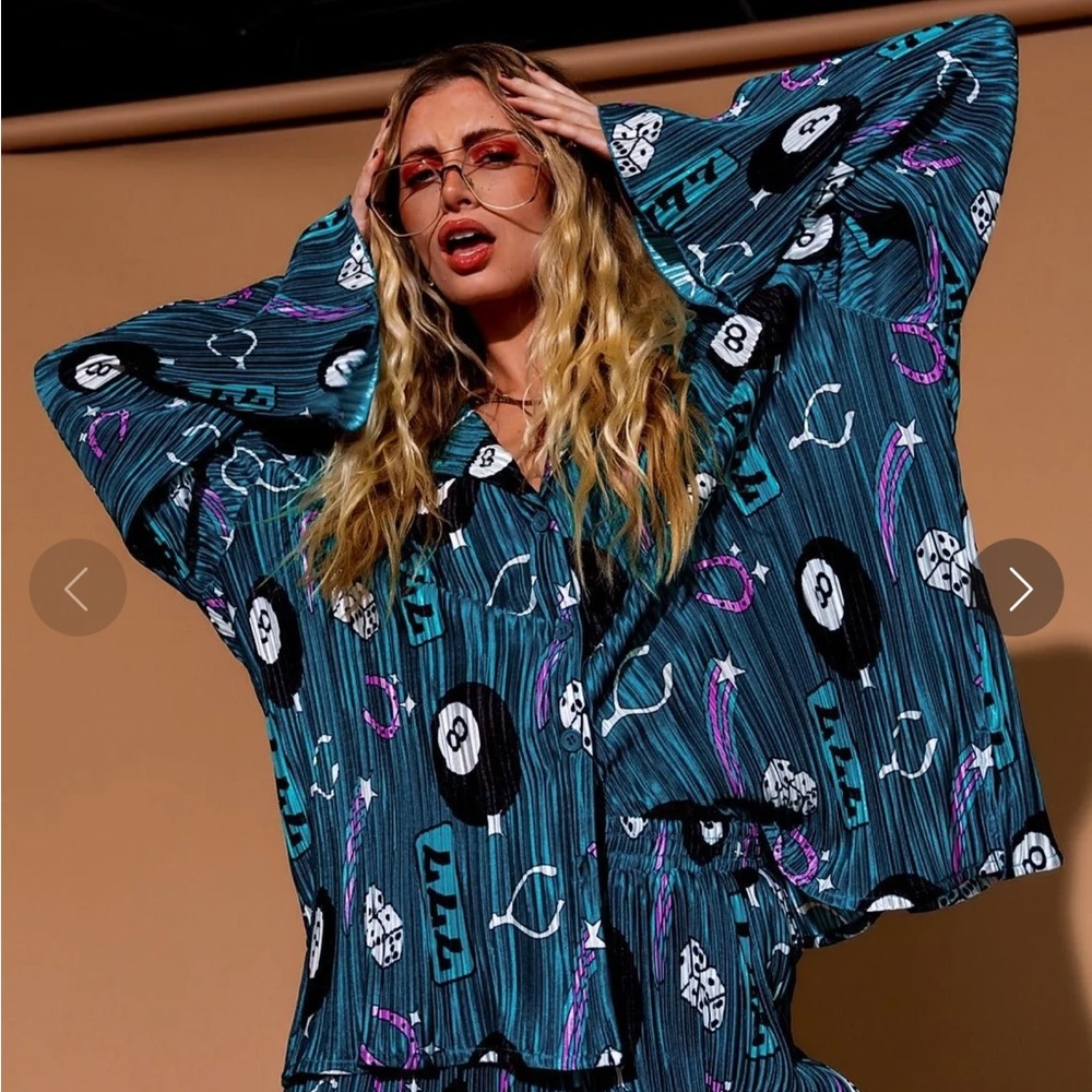 LALA ORIGINAL: Long Sleeve Plissé Set in Make A Wish